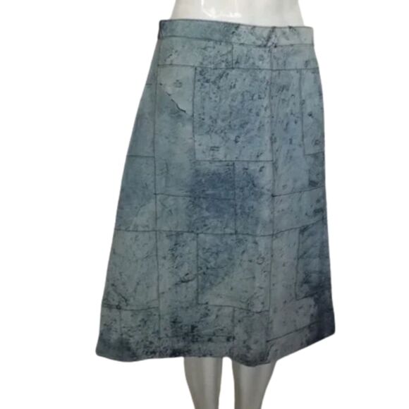 new CROSSING POINTE Patchwork Suede Skirt, 33" Waist, Light Blue, Satin lined - Picture 2 of 13